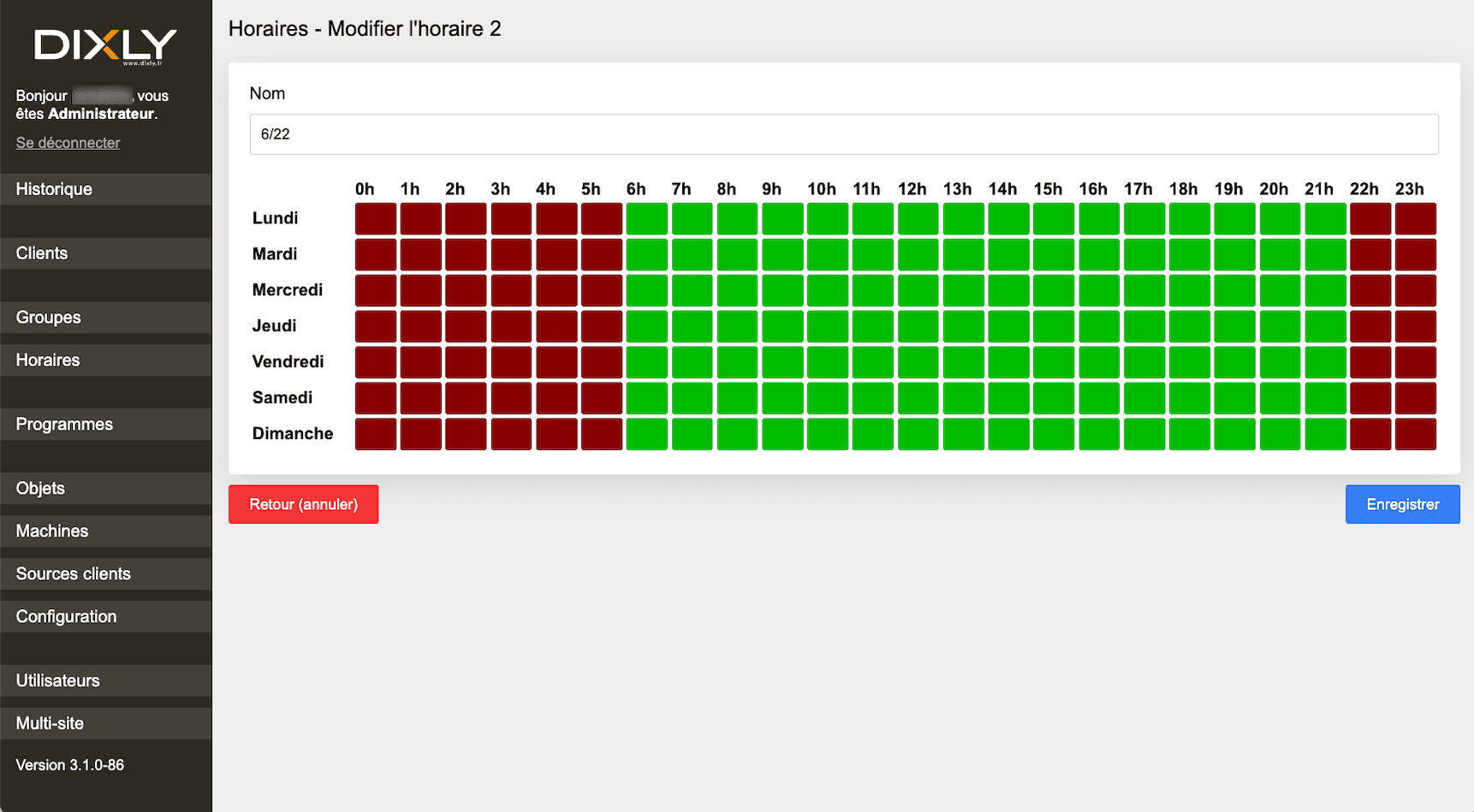 Gestion des horaires